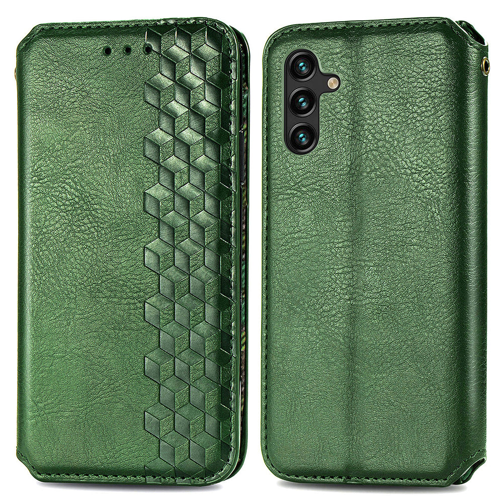 Til Samsung Galaxy A24 4G Rhombus Imprint Mobiltelefoncover Stødsikkert læderpung telefonholder etui Til Samsung Galaxy A24 4G Rhombus Imprint Mobiltelefoncover Stødsikkert læderpung telefonholder etui